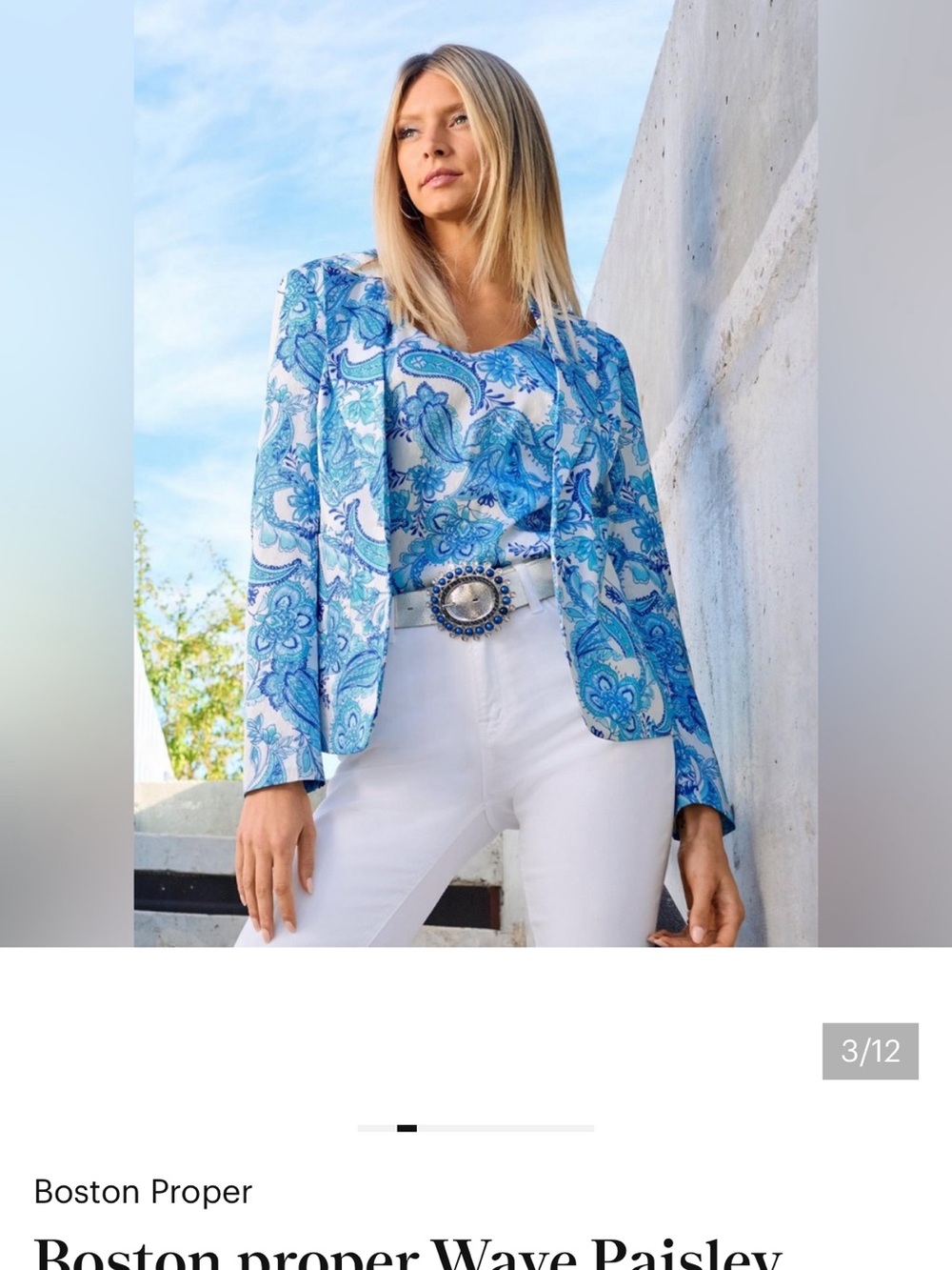 Boston Proper Blue Aqua Paisley Tank Top